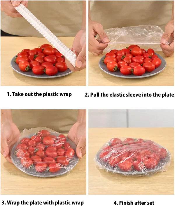 100 Pcs Disposable Food Cover Plastic Shopper Bags - Raffa Store