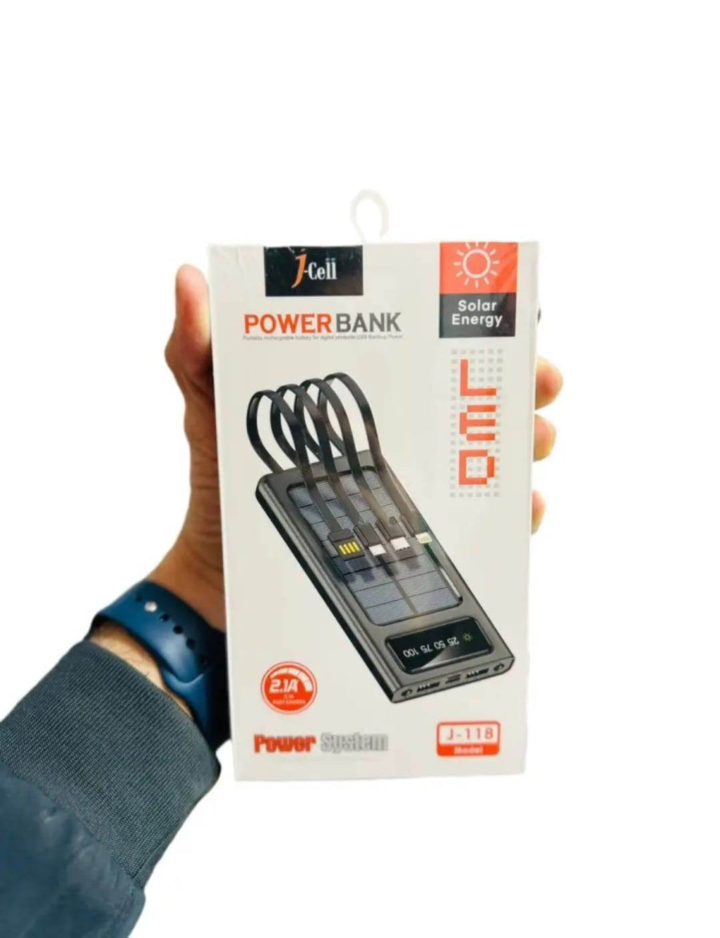 Solar Power Bank with Built-in 4 Charging Cables - Raffa Store