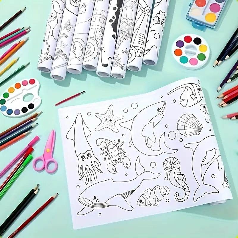 3 Meter Extra-Long Graffiti Drawing Roll — Creative Wall Art Paper for Kids With 10 Color - Raffa Store