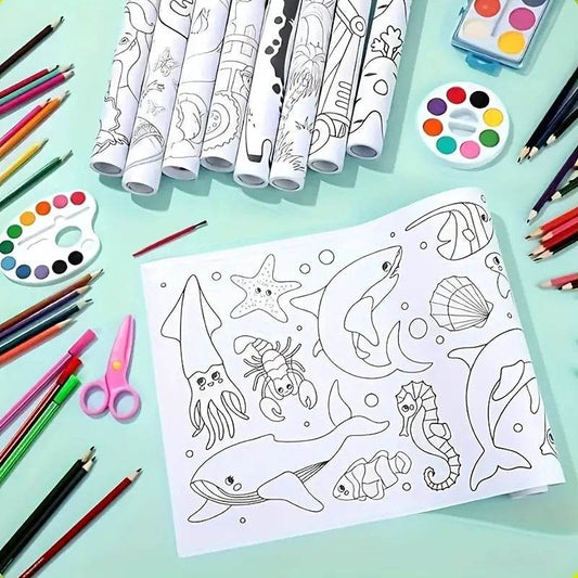 3 Meter Extra-Long Graffiti Drawing Roll — Creative Wall Art Paper for Kids With 10 Color - Raffa Store