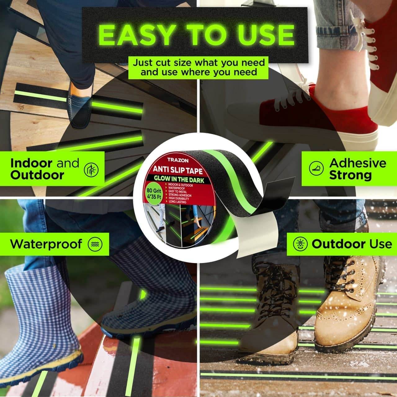 Anti Slip Tape Strong Grip | Waterproof | Glow-in-Dark - Raffa Store