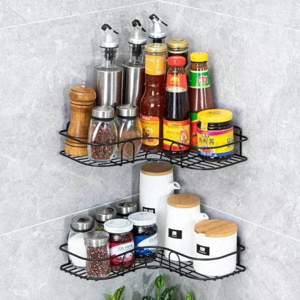 Wall Corner Rack For Bathroom & Kitchen With Hooks. - Raffa Store