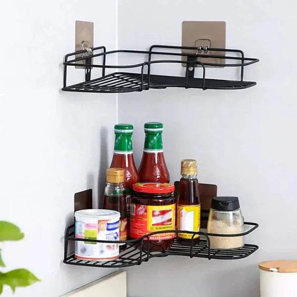 Wall Corner Rack For Bathroom & Kitchen With Hooks. - Raffa Store