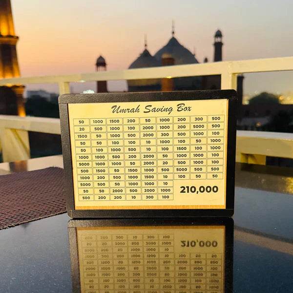 Premium Wooden Umrah Saving Box – Save Rs. 210,000 with Purpose | Ideal Islamic Gift - Raffa Store