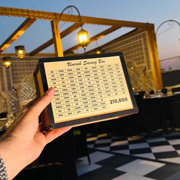Premium Wooden Umrah Saving Box – Save Rs. 210,000 with Purpose | Ideal Islamic Gift - Raffa Store