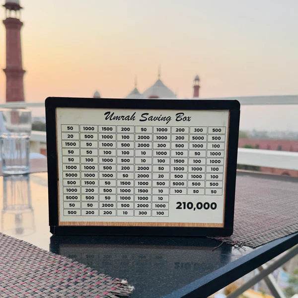 Premium Wooden Umrah Saving Box – Save Rs. 210,000 with Purpose | Ideal Islamic Gift - Raffa Store