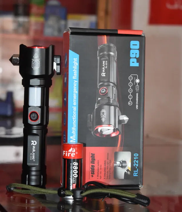 USB Rechargeable LED Flashlight - 8800 mAh Battery Cell