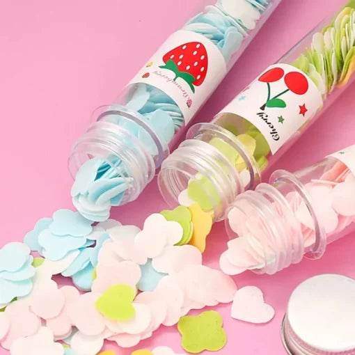 Disposable Flower Paper Soap with Plastic Bottle -100 Pcs inside Tube - Raffa Store